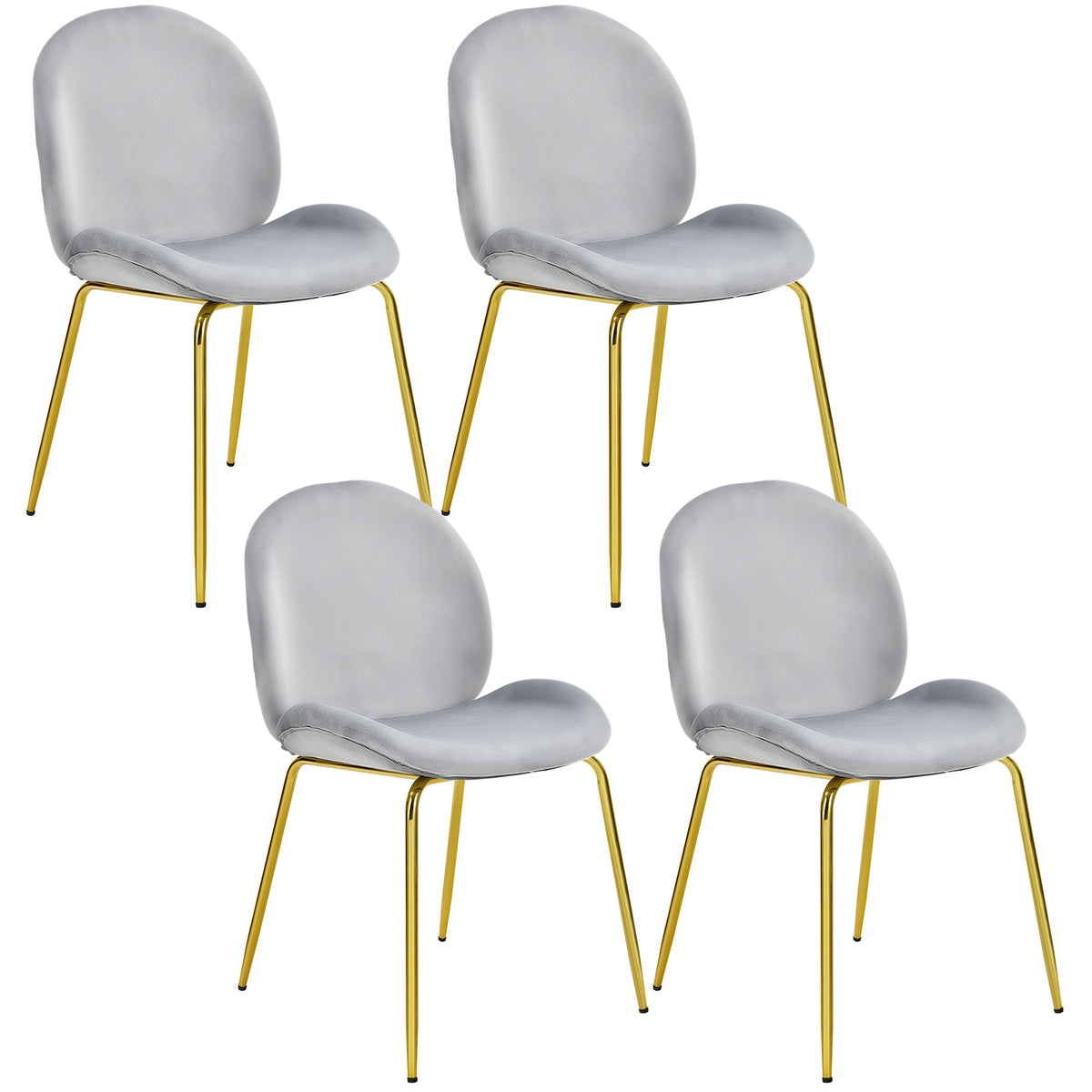 Set of 4 Velvet Dining Chair with Golden Finished Steel Legs-
