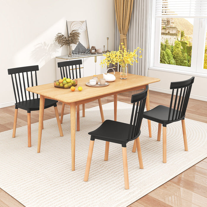 Set of 4 Windsor Dining Chairs with Spindle Backs and Curved Seats-