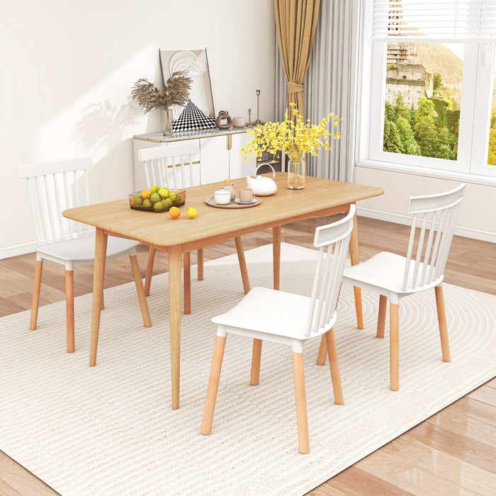 Set of 4 Windsor Dining Chairs with Spindle Backs and Curved Seats-