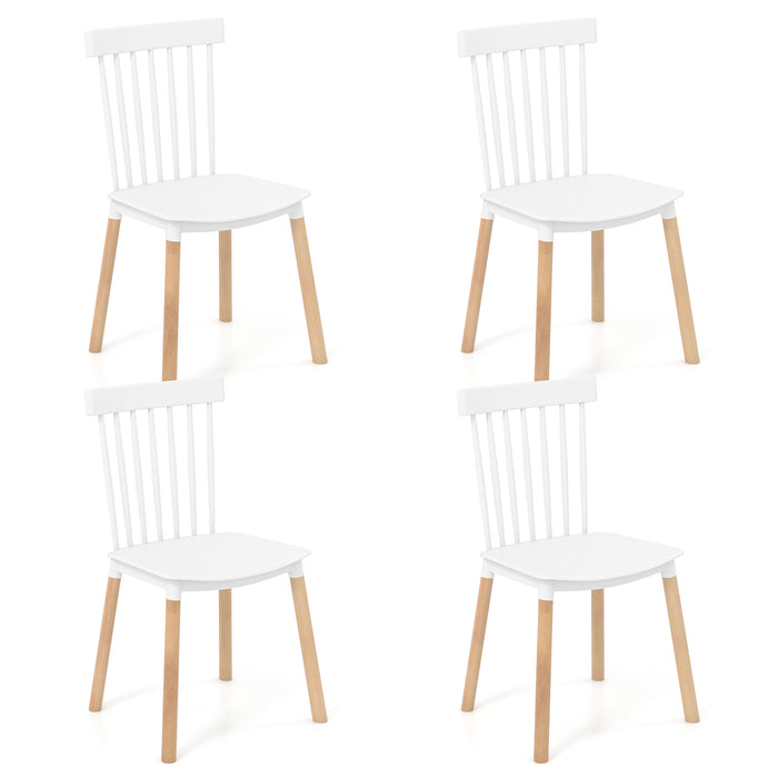 Set of 4 Windsor Dining Chairs with Spindle Backs and Curved Seats-