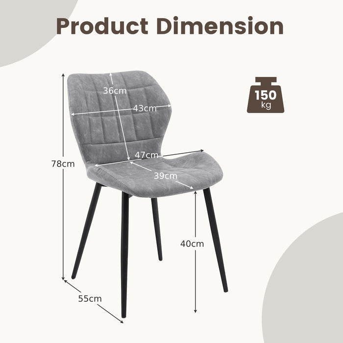 Set of 2 Dining Chairs Retro Kitchen Chairs with Padded Back-Brown-2 Pack