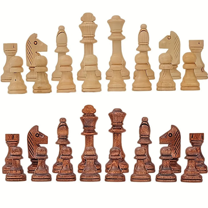 Wooden 32-Piece Chess Set — King 110mm with Leather Board, Gift for Teens & Adults