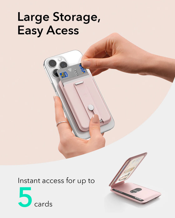 MagSafe Wallet for iPhone 17/16/15/14/13 — 5-Card Holder with Adjustable Magnetic Stand