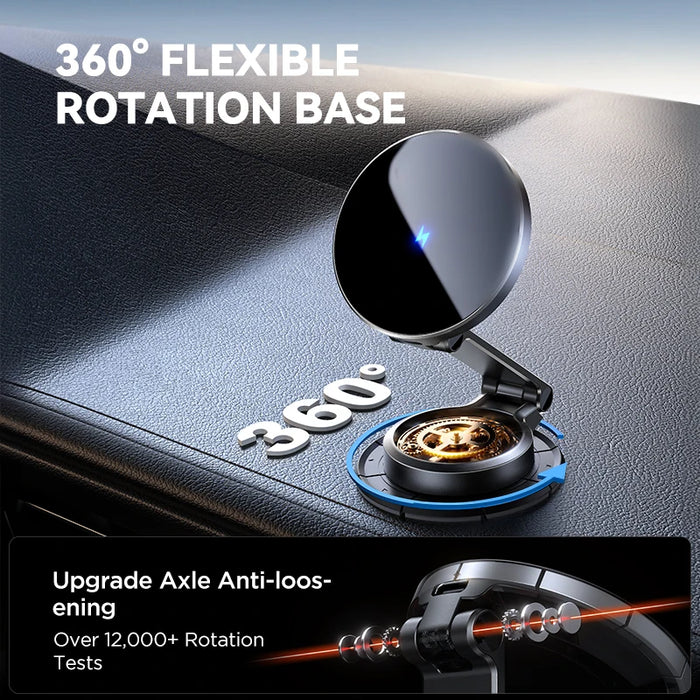 Joyroom JR-ZS408 Magnetic Car Mount — 15W Wireless Charger, N55 Magnets, 360° Rotation