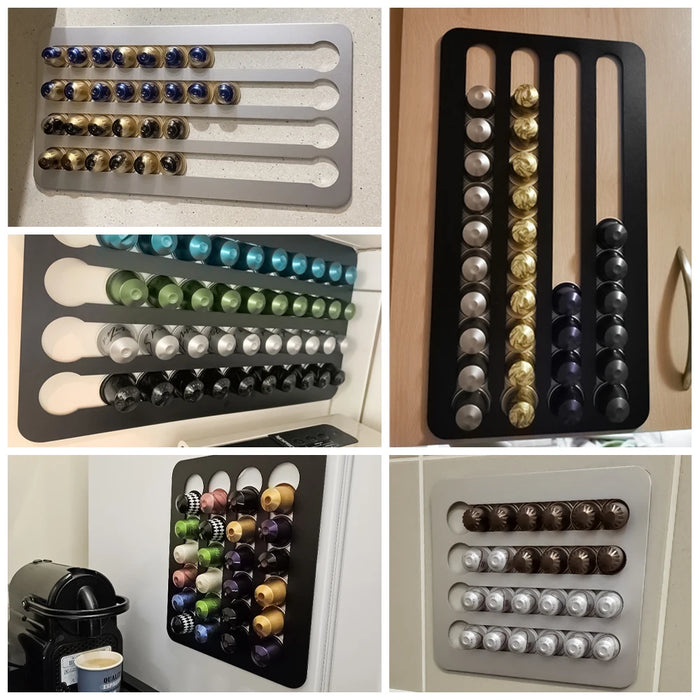 Rotating Coffee Capsule Tower – Aluminium Pod Holder for 24 or 40 Nespresso Original Capsules