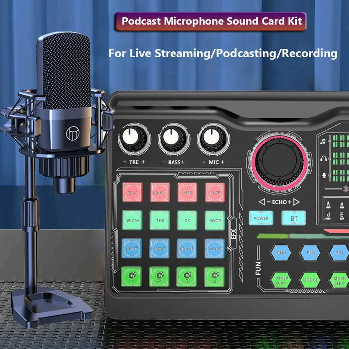 Zealsound Professional Podcast Microphone SoundCard Kit - High-Quality Audio Recording for PC, Smartphone, Laptop - Perfect for Vloggers, Livestreamers, and YouTube Content Creators