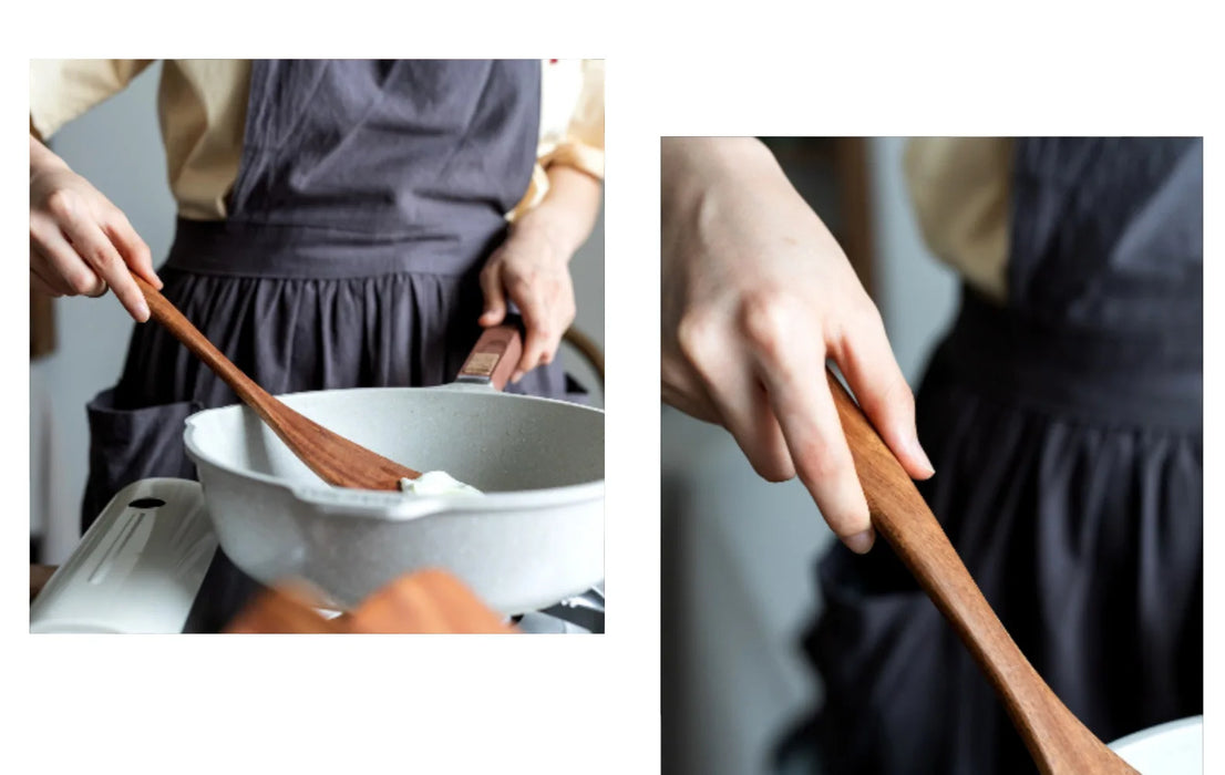 Natural Teak Wooden Kitchen Utensil Set — Modern, Eco-Friendly