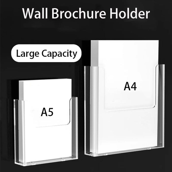 Clear Acrylic Wall-Mount Brochure Holder — Fits A4 & A5