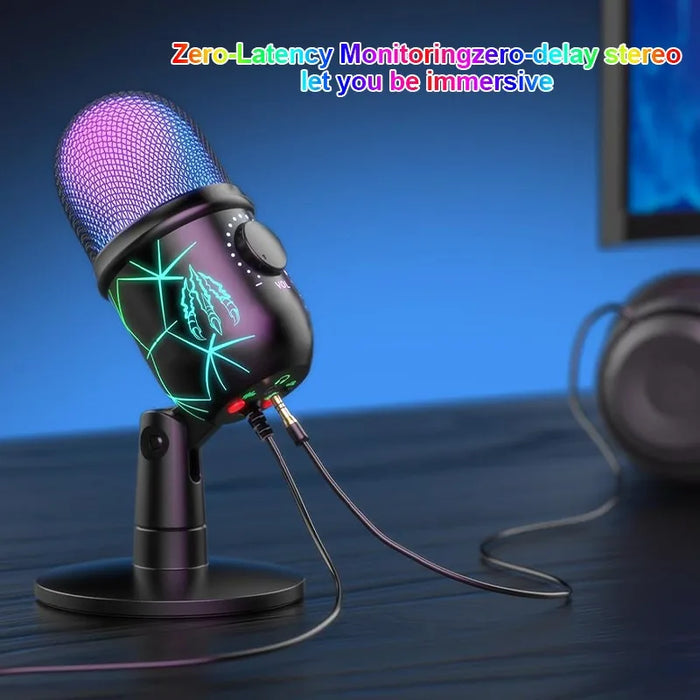 USB Condenser Microphone V5 for Streaming, Karaoke & Gaming – Noise‑Cancelling Tabletop with Phone Stand