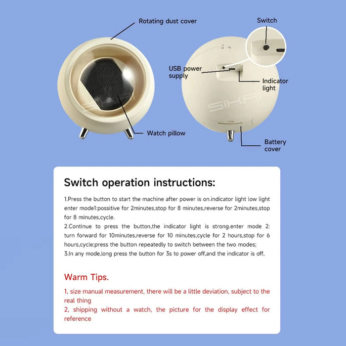 USB Motor Watch Winder Box for Automatic Watches — Rotating Display