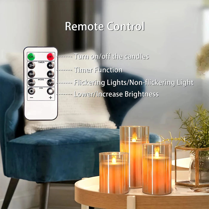 3-piece LED Flameless Candles with Remote Control for Weddings, Parties & Home Decor