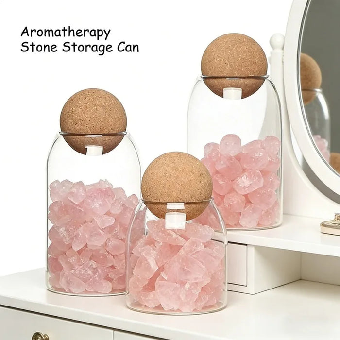 Hand‑blown Glass Storage Jars with Ball Cork Stopper — Transparent Kitchen Organiser for Tea, Spices & Nuts