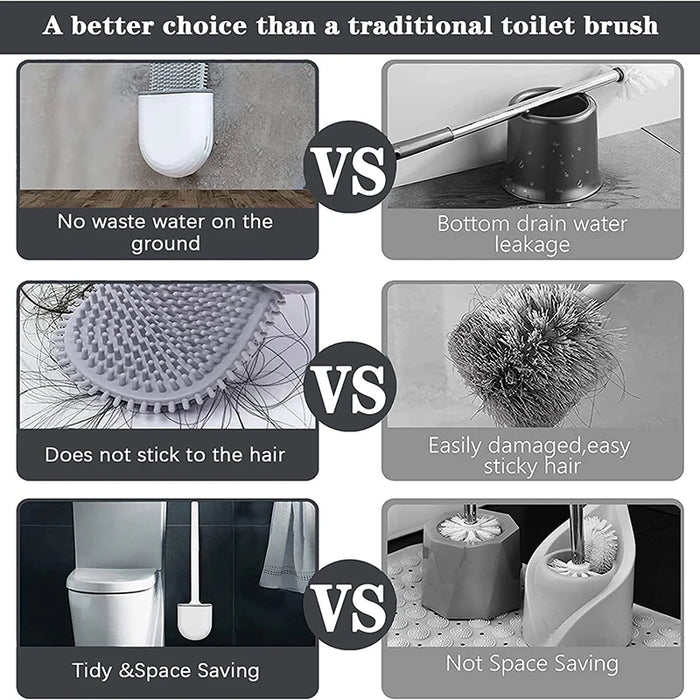 WIKHOSTAR - Wall Mounted Silicone Toilet Cleaning Brush with Flat Head Design - Ideal for Efficient Bathroom Cleaning and Hygiene Maintenance