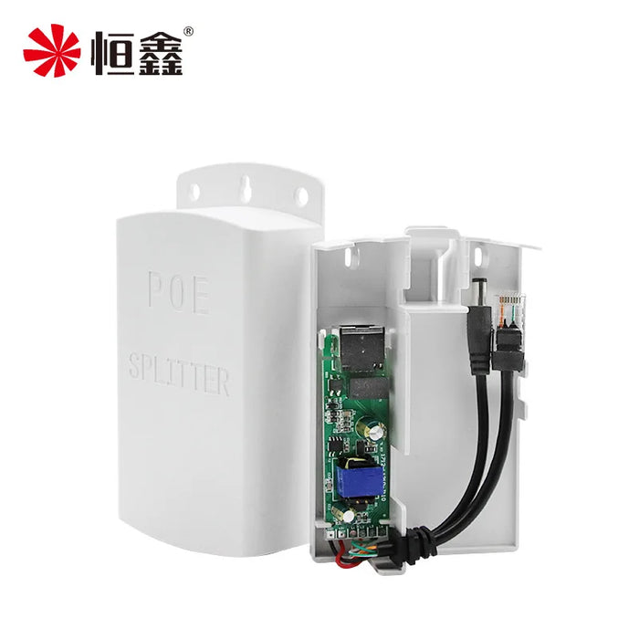 Waterproof Outdoor PoE Splitter 10/100Mbps — 48V to 12V (1.2A or 4A)