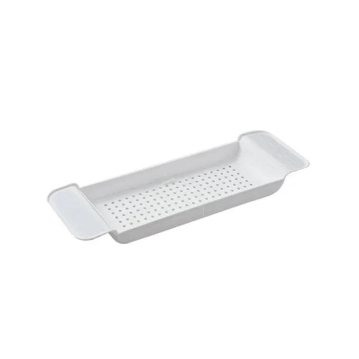 Extendable Bathtub Tray – Retractable Bath Shelf & Towel Holder (White/Black)