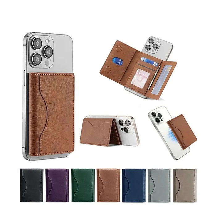 Trifold Magnetic PU Leather MagSafe Card Wallet for iPhone 16/15 Pro/Max/Plus/Mini
