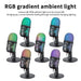 USB Gaming Condenser Microphone with Headphone Jack, LED & Noise Reduction