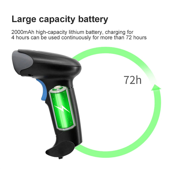 U20 Bluetooth & Wired 2D Barcode Scanner — Portable Handheld 1D/2D QR Reader