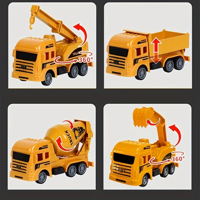 Toy Excavator and Construction Vehicle Models - Plastic Tractor, Dump Fire Truck, Bulldozer Miniatures - Ideal Mini Gifts for Kids and Boys