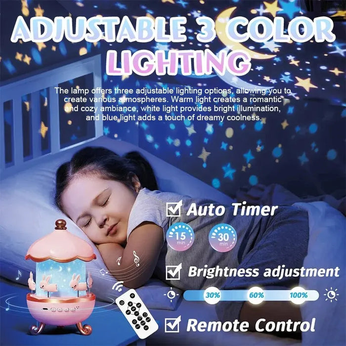 Starry Sky Projector LED Night Light Music Box - Bluetooth Ambient Lamp, Creative Romantic Projection - Perfect Birthday Gift for Children