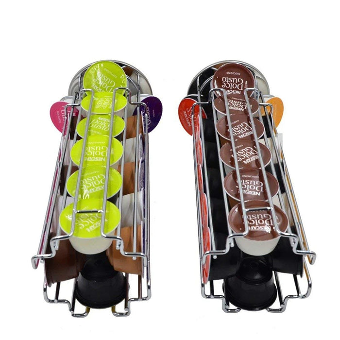 360° Rotating 24-Capsule Stainless Steel Coffee Pod Holder JT222