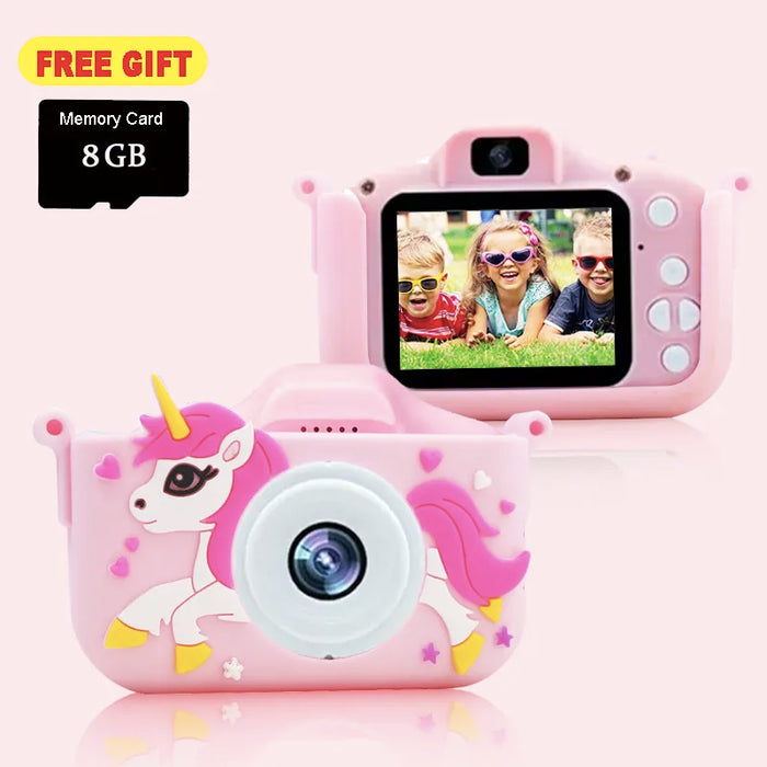 Micro Toy - Kids Digital Camera with Cartoon Design, Multi-Functions, Silicon Case and Lanyard - Portable Child Selfie and Video Toy, Perfect Holiday Gift for Toddlers