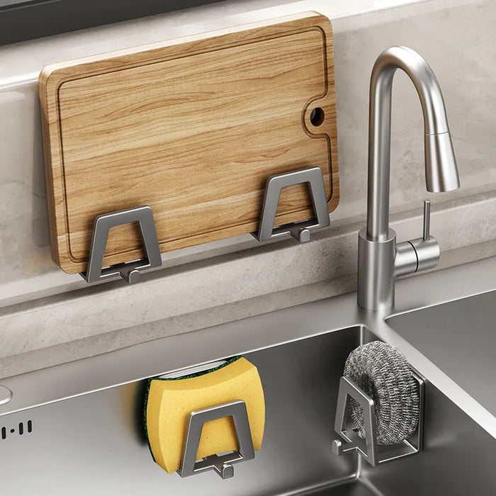 304 Stainless Steel Self‑Adhesive Sponge Holder – Sink Draining Rack