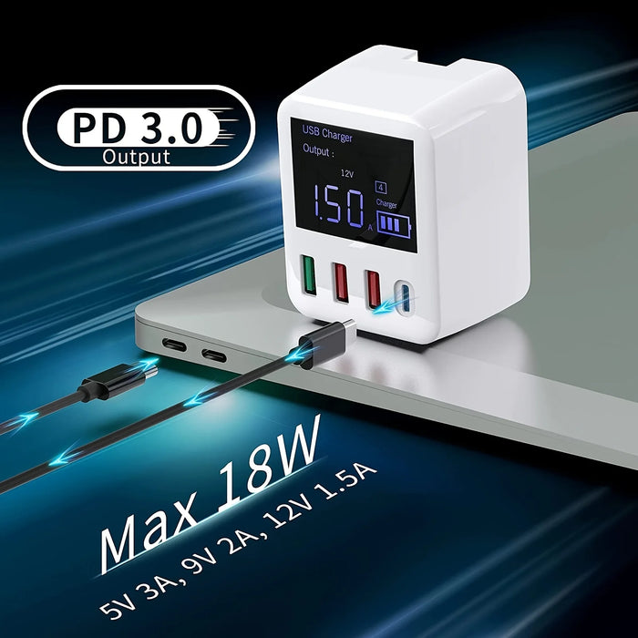 40W 4-Port USB-C Charging Station with 20W PD & QC 3.0 – White