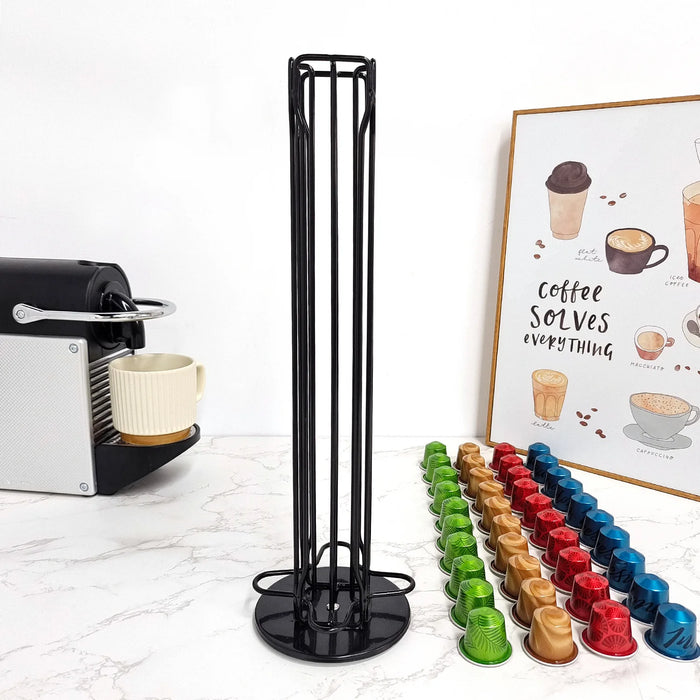 Rotating Metal Coffee Pod Holder — Plated Rack for Nespresso Capsules (Black, Silver, Gold)