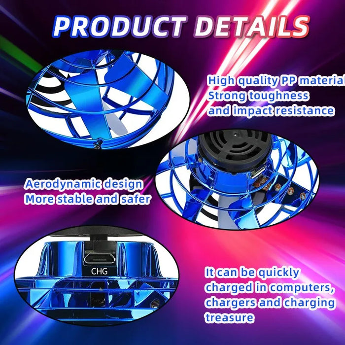 Flyorb - Mini Luminous UFO Drone Flying Spinner, Hand Operated Fidget Toy - Ideal Christmas and Birthday Gift for Children, Kids and Adults