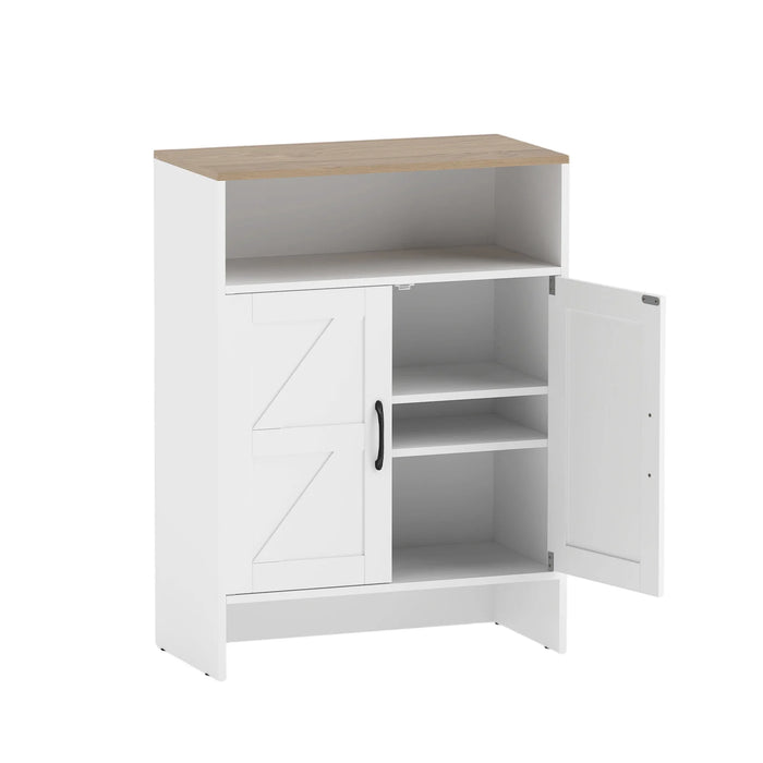 Shoe Cabinet with 2 Barn Doors and Adjustable Shelves for Entryway-Brown