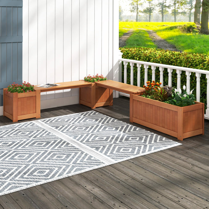ShoreaHardwood Planter Box with Bench Outdoor Plant Container with Seat