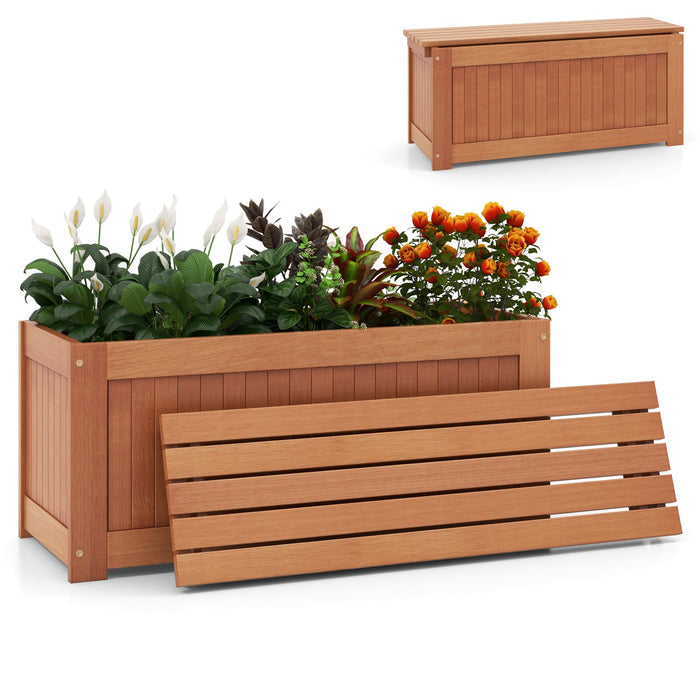 ShoreaHardwood Planter Box with Bench Outdoor Plant Container with Seat