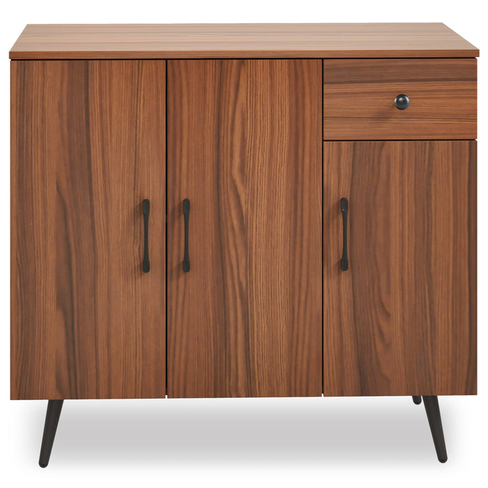 Sideboard Buffet Cabinet with 3 Doors and Pullout Drawer Adjustable Shelves-Walnut