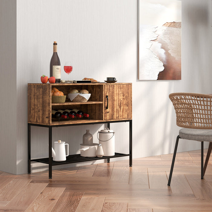 Sideboard Buffet Cabinet with Wine Racks and Storage Shelves-