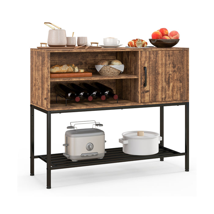Sideboard Buffet Cabinet with Wine Racks and Storage Shelves-