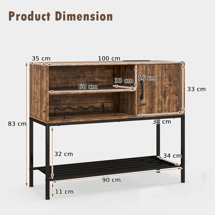 Sideboard Buffet Cabinet with Wine Racks and Storage Shelves-