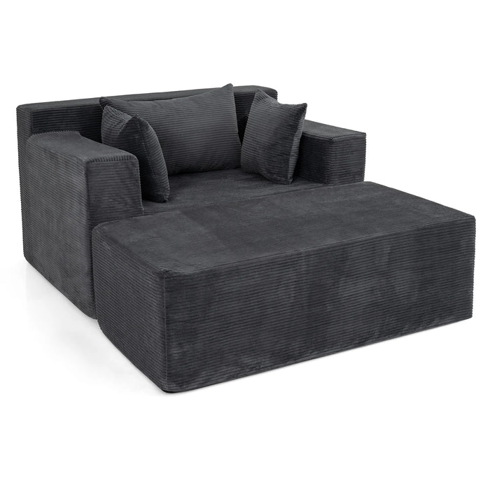 Single Foam Sofa with Ottoman and Pillows Bean Bag Chair No Assembly-