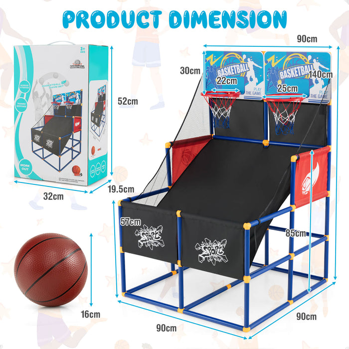 Dual Shot Kids Basketball Game Set with 4 Basketballs