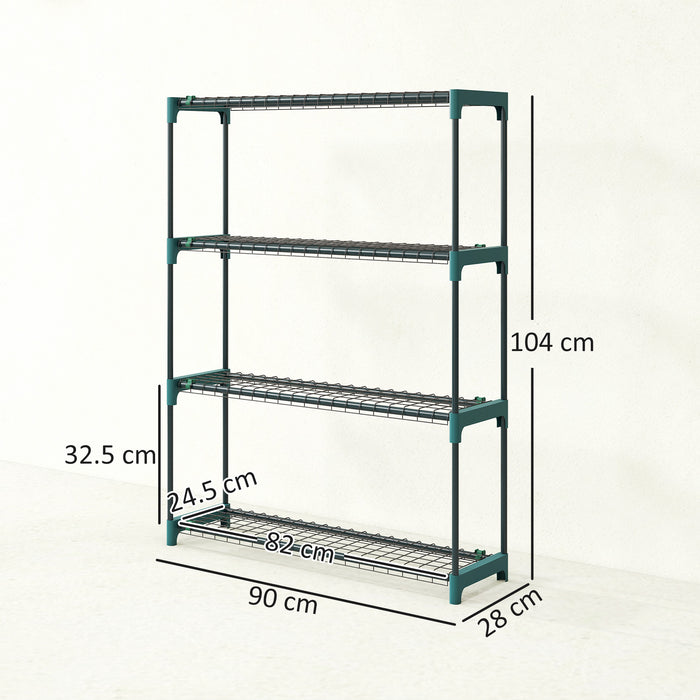 Outsunny 4-Tier Plant Stand Indoor Outdoor, Set of 2 Metal Plant Shelf with Rack Buckles for Easy Assembly, Flower Display Rack