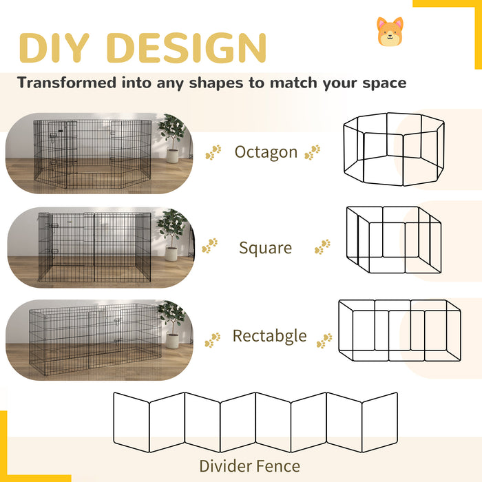 8 Panel DIY Dog Pen with Easy Access Door - Ideal for Dogs & Small Animals, Safe Indoor/Outdoor Enclosure - 61cm Height for Pet Security and Play Area