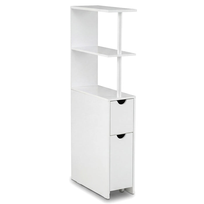 Slim Bathroom Storage Cabinet Small Corner Floor Cabinet with Open Shelves-