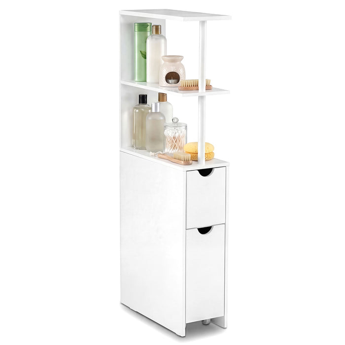Slim Bathroom Storage Cabinet Small Corner Floor Cabinet with Open Shelves-