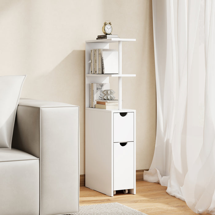 Slim Bathroom Storage Cabinet Small Corner Floor Cabinet with Open Shelves-