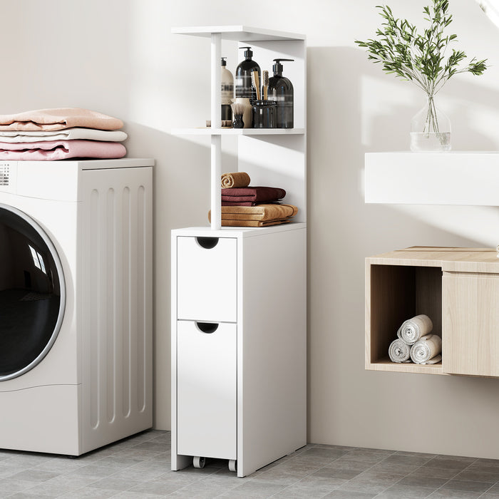 Slim Bathroom Storage Cabinet Small Corner Floor Cabinet with Open Shelves-