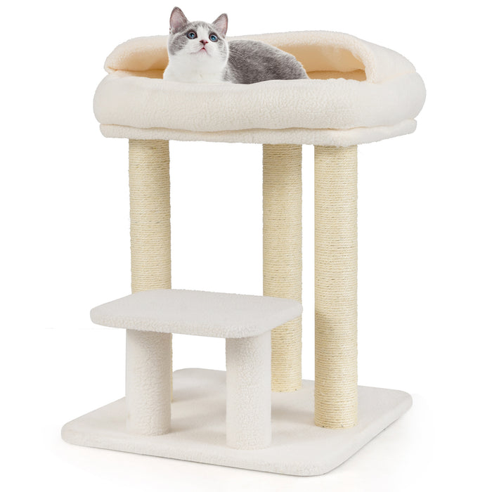 Small Cat Tree for Indoor Cats with Sisal Scratching Posts-