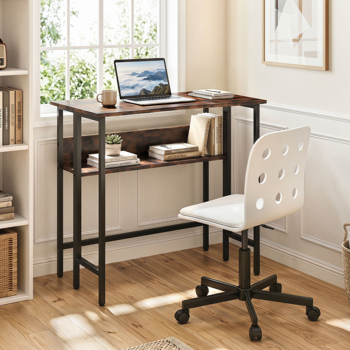 Small Folding Desk 80 CM with Storage Shelf & Drop Leaf for Home Office-