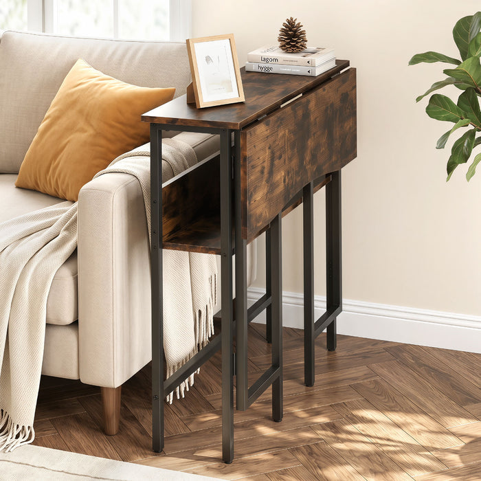 Small Folding Desk 80 CM with Storage Shelf & Drop Leaf for Home Office-