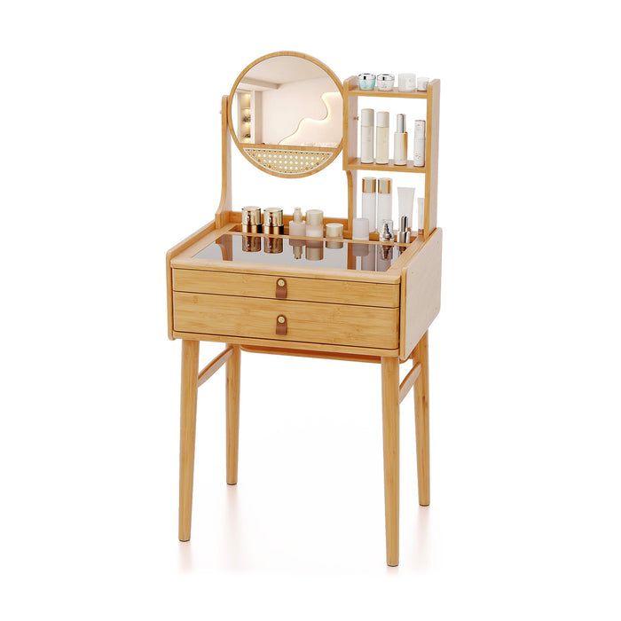 60 CM Small Vanity Desk with Mirror and 2 Drawers-