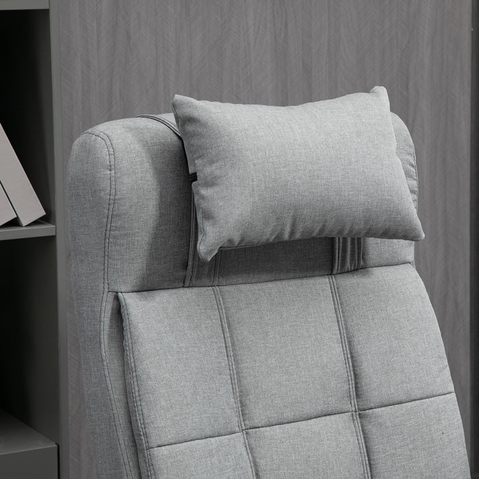 Ergonomic Office Chair with Footrest - Armrests, Lumbar Support & Adjustable Headrest in Light Grey - Comfort Seating for Long Work Hours